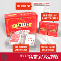 Thumbnail for Deluxe Canasta Game Set with Large Print Cards, Rotating Tray, and Scorepad